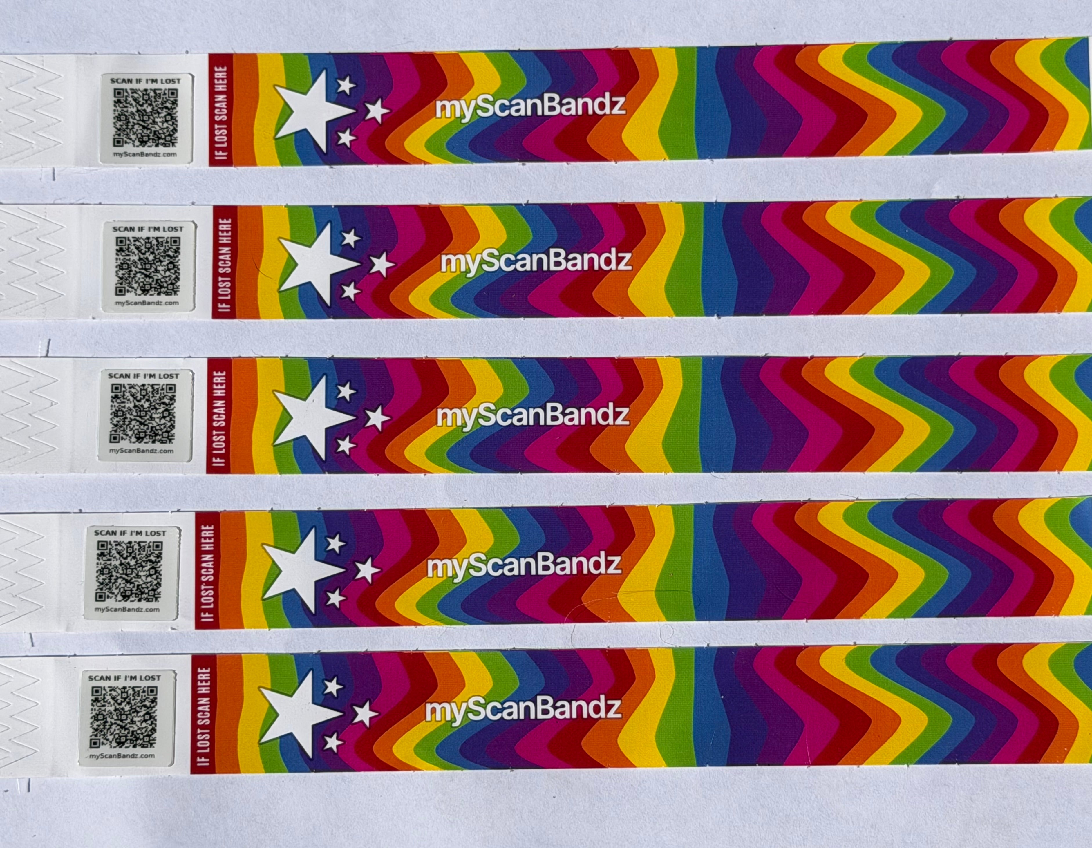 QR Safety Wristbands - Rainbow Fun