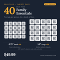 QR Gear Tags — Family Essentials Pack (40 Tags)